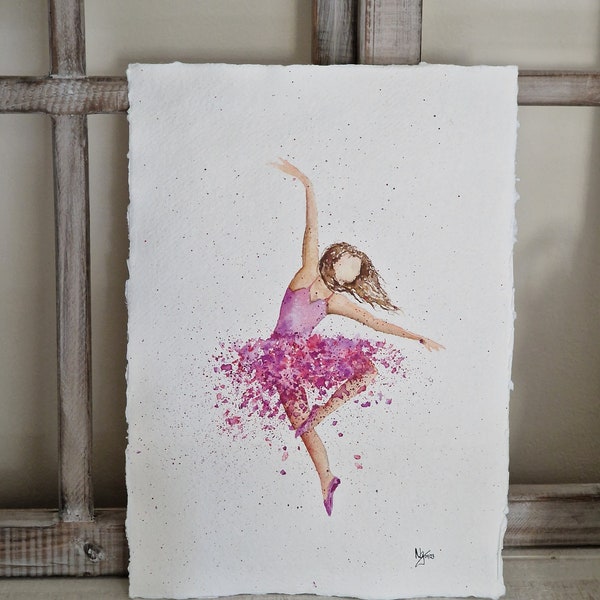 Aquarellbild, Watercolor, Wandbild, Aquarelle, Ballerina, Dancing, Malerei
