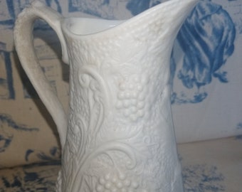 Portmeirion Parian Ware, British Heritage Collection, Bisque, Highly Decorated, White, Vines and Grapes, Vintage,