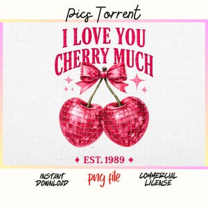 Cherry Disco Love Print, Retro Valentine Art, Pink Aesthetic Wall Decor, Cute Digital Download