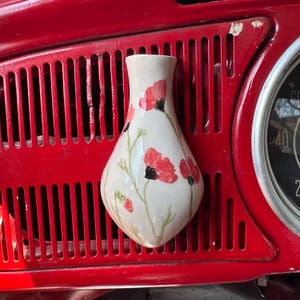 Handmade Vintage VW Ceramic Vase – Hand-Painted Decor for Classic VW Beetle Enthusiasts. Car vase fits all cars