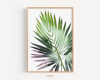 Tropical Palm Leaf Printable Wall Art, Coastal Botanical Decor, Boho Plant Digital Download