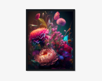 Peony Print, Moody Floral Print, Botanical Print, Bedroom Wall Decor, Printable Art, Dark Flower Wall Art, Peony Wall Art, Dark Floral Print