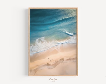 Beach Photo Poster, Aerial Ocean Art, Sea Waves Wall Decor, Coastal Photography Print
