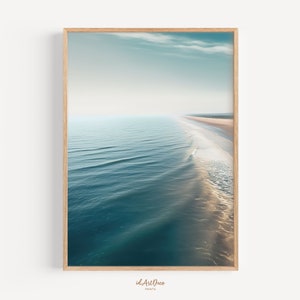 Strand Fotografie Küstendruck, Meer Wandkunst Wellen, Blaues Wasser Meer Foto, Strand Küsten Dekor, Ozean druckbares Poster, ruhige Meerlandschaft Kunst