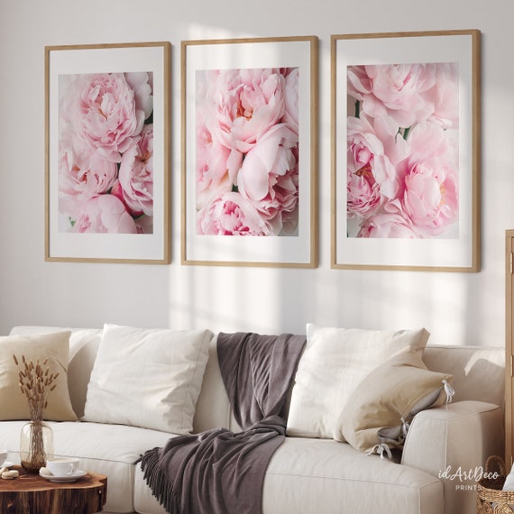 Peony Print, Set of 3 Flower Print, Peony Wall Art, Blush Pink Peonies Printable Art, Floral Print Wall Art, Instant Download