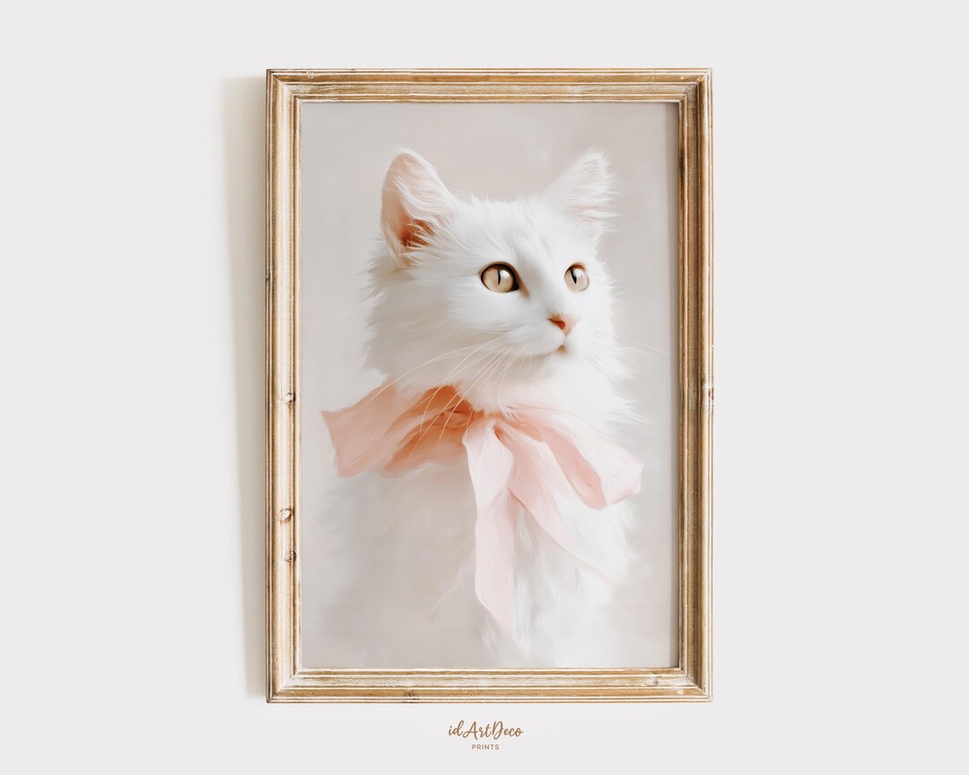 White Cat Wall Art Printable, Minimalist Cat Artwork, Neutral Animal ...