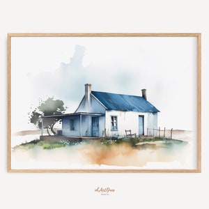 Blue Barn Watercolor No 02, Barn Art Print, Barn Painting, Barn Watercolor Print, Farmhouse Decor, Modern Farmhouse, Home Decor, Farm Decor
