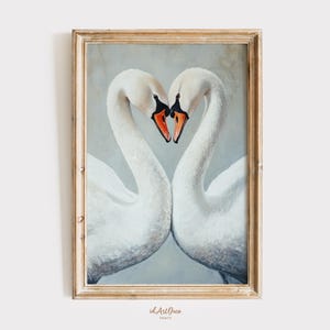 Vintage Swan Print, Farmhouse Printable Wall Art, Vintage Bird Decor, Animal Print, Nursery, Bedroom Wall Art Gift, Digital Download Print
