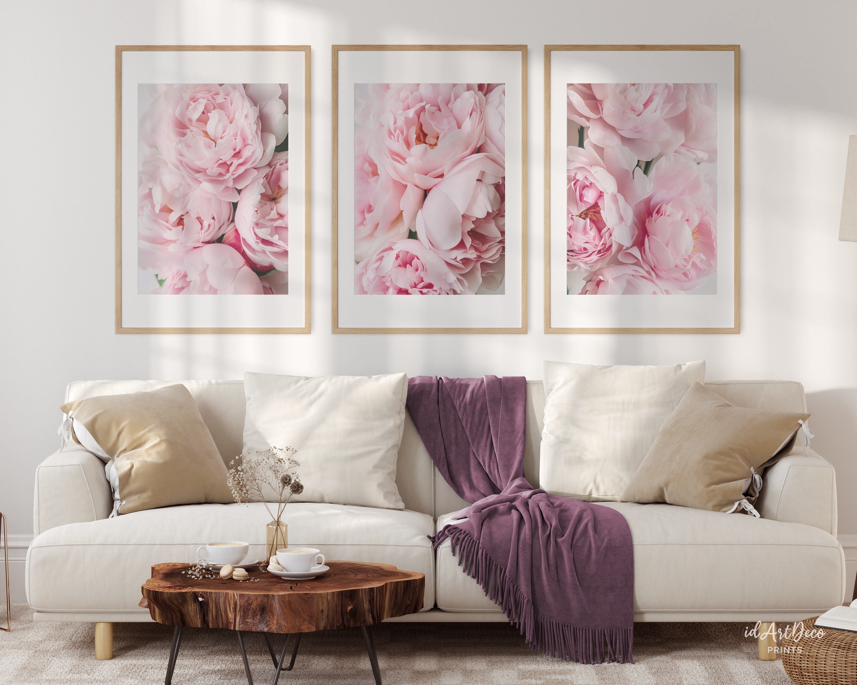 Peony Print, Set of 3 Flower Print, Peony Wall Art, Blush Pink Peonies ...