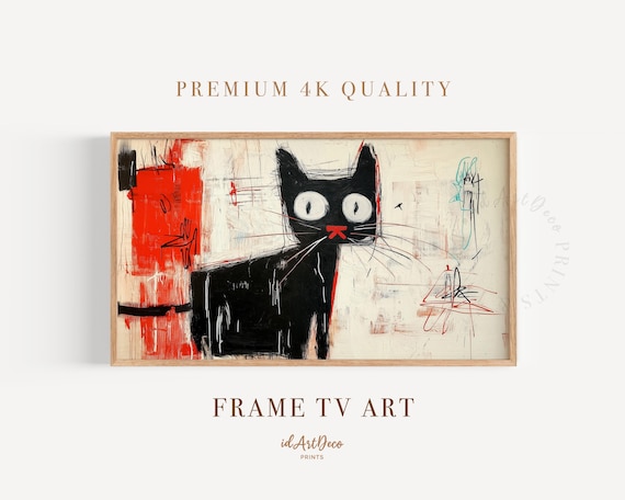 Abstract Cat Frame TV Art, Bold TV Art Download, Colorful Digital Tv Art, Modern Framed Tv Decor, Urban Tv Wall Art, Samsung 4K Tv Art File