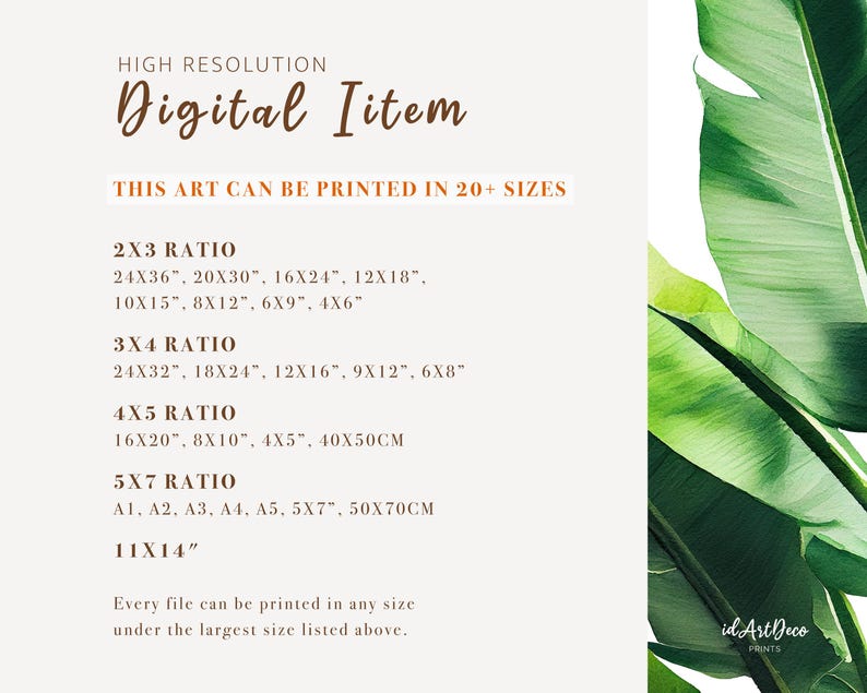 Tropical Leaves Print Set of 2, Green Botanical Wall Art, Monstera Palm Leaf Digital Download image 3