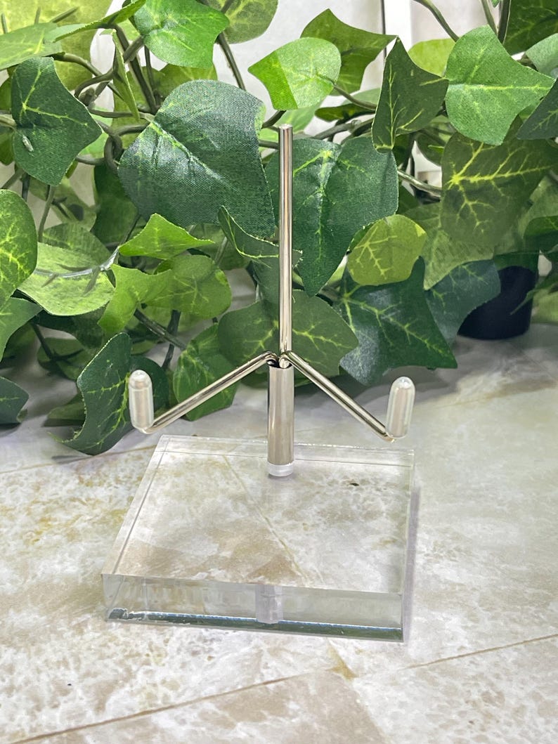 Acrylic Mineral Display Stand – Gold or Silver Tone Specimen Stand – 3. ...