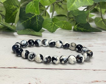 8mm Black Orca Agate Bracelet