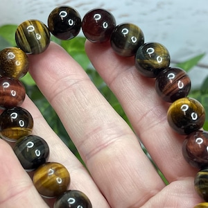 Rainbow Tiger&#39;s Eye Crystal Bracelet fits 8 inch wrist