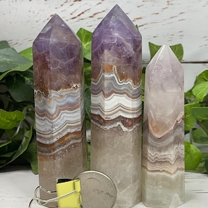 Amethyst and Crazy Lace Point, Amethyst Point, Crazy Lace Point, Amethyst Agate Tower, Amethyst and Crazy Lace Agate Tower