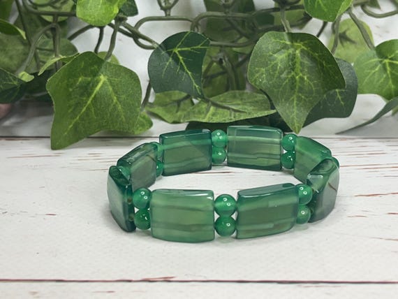 14mm Green Agate Soft Bangle – Elegant Style