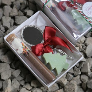 Confezione regalo di Natale, cioccolata calda con marshmallow, cioccolata calda, sapone natalizio, regali personalizzati, bomboniere di sapone per il nuovo anno, buone feste