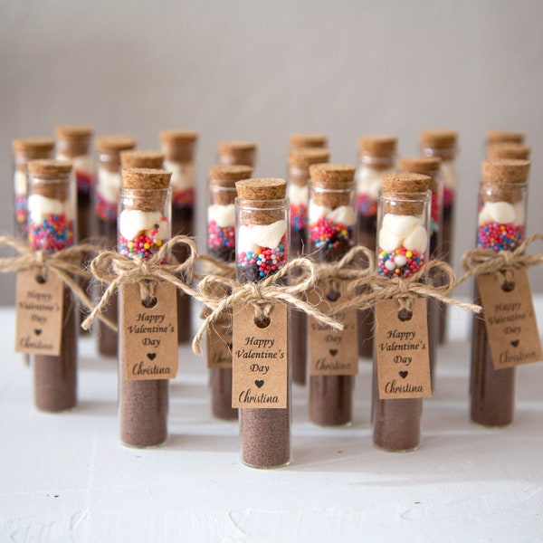 hot chocolate with marshmallow, gift hot chocolate wedding favour in tube, valentine's day gift, thank you gift, rustic gift, best favors