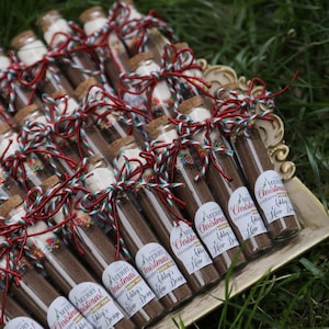 hot chocolate with marshmallow, gift hot chocolate wedding favour in tube, valentine&#39;s day gift, thank you gift, rustic gift, best favors