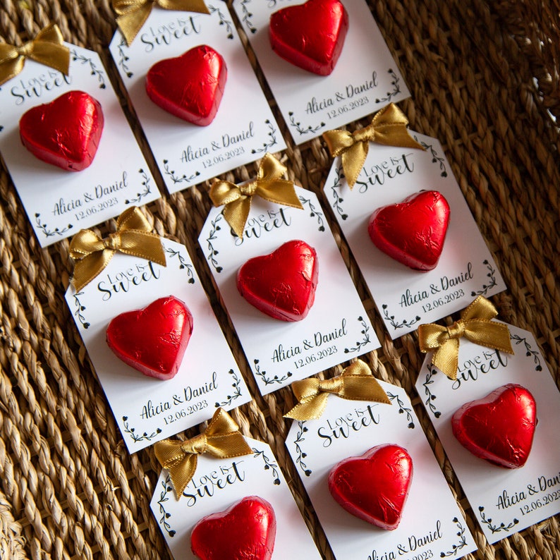 Personalized Chocolate Heart Wedding Favor, Bulk Candy - Etsy