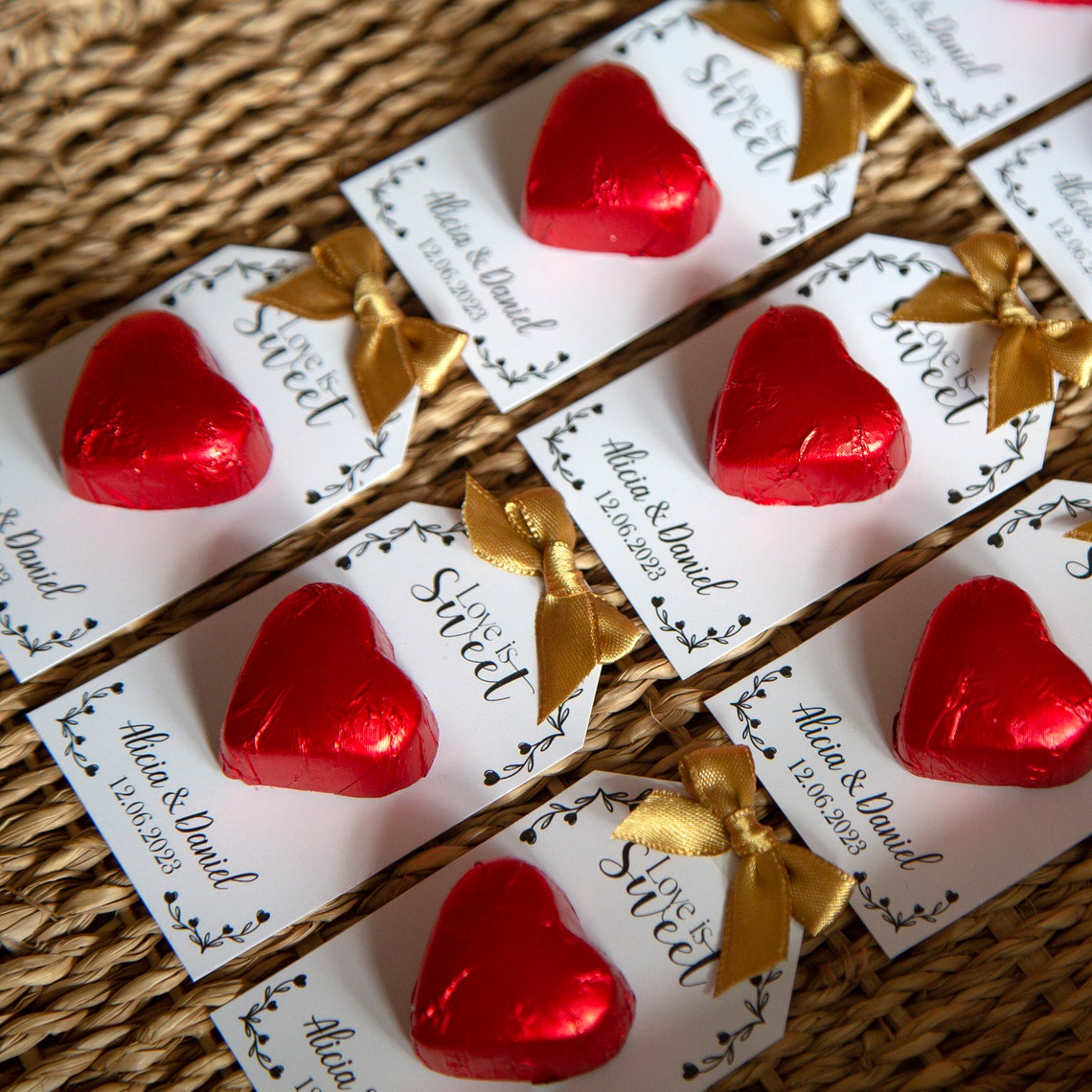 Personalized Chocolate Heart Wedding Favor, Bulk Candy - Etsy