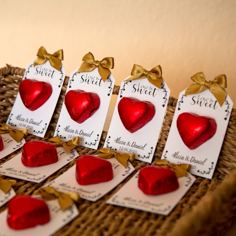 Personalized Chocolate Heart Wedding Favor, Bulk Candy - Etsy