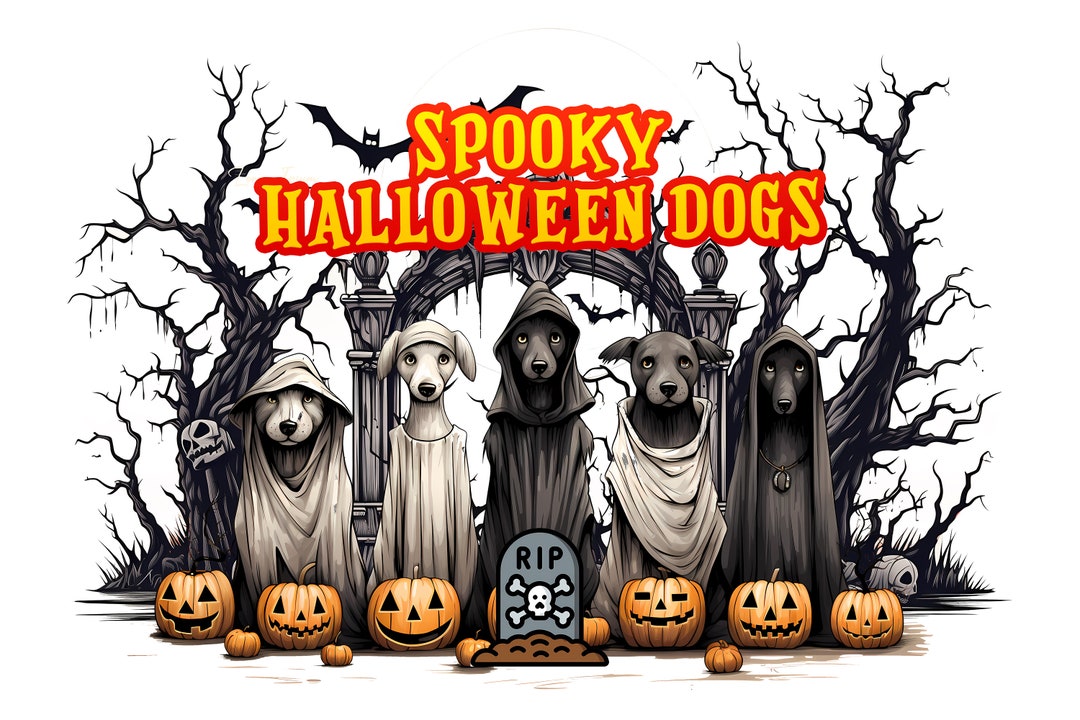 Halloween Dog Sublimation Design Retro Halloween Png Ghost Etsy
