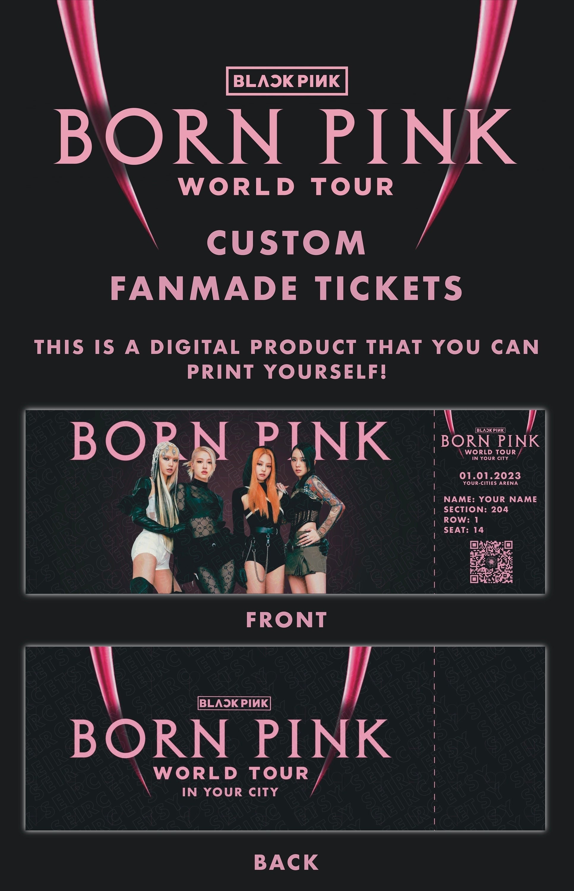 Custom Blackpink Born Pink World Tour Concert Tickets Etsy