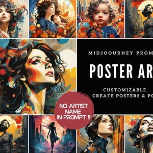 Prompt for Poster Wall Art Customizable Midjourney Prompt Women or other subject Art generator Best Midjourney Prompts AI Art Prompts POD