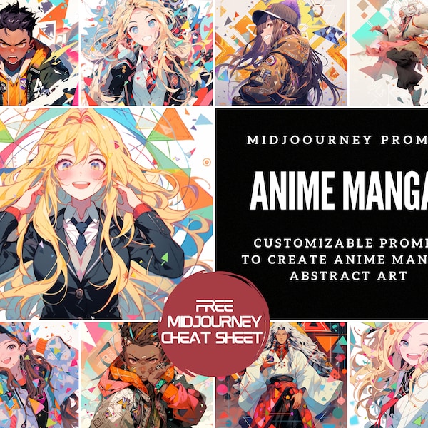 Best Midjourney Prompt of Anime Manga Style Characters Prompt Abstract Customizable Midjourney Prompt Art generator AI Art Poster Wall Art