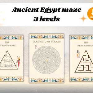 Printable ancient Egypt maze pack; Ancient Egypt party activity; lesson activity; Ancient Egypt worksheets; Ancient history lesson; Pyramid