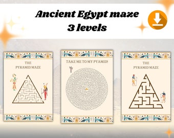 Paquete de laberinto imprimible del antiguo Egipto; Actividad del partido del Antiguo Egipto; actividad de lección; Hojas de trabajo del Antiguo Egipto; Lección de historia antigua; Pirámide
