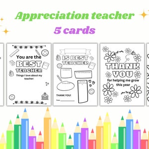 Printable Teacher Appreciation Coloring Pages; Thank you, teacher!; Instant Digital Download Files. Gift for teacher, colorings for kids.