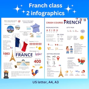 France infographic posters; French classroom decor; French class; France study posters;classroom decor;Digitaldownload;PrintableFranceposter