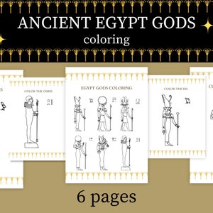 Ancient Egypt gods coloring pages; Instant download printables; Ancient Egypt mythology coloring; Worksheets for kids; History lesson