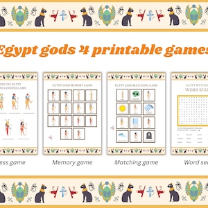 Printable Egypt gods game pack; Printable board games; Printable party; Ancient Egypt party games; Pharaon party; printable Egypt games