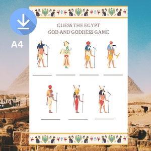 Ancient Egypt gods printable mythology party guess the name game; perfect for Egypt party, school, ancient Egypt mythology, Egypt; fun4 kids