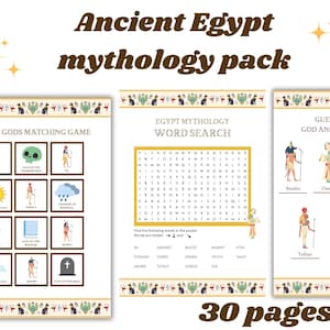 Ancient Egypt gods printable mythology games pack; Fun activity for kids; perfect for Egypt party, school, ancient egypt gods
