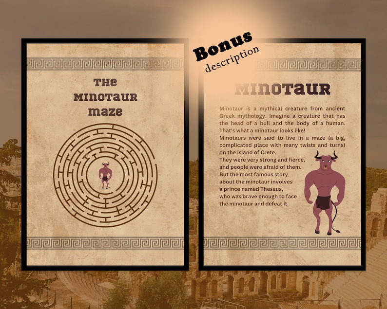 Printable Minotaur Maze History Fun Activity Ancient Greece Worksheet