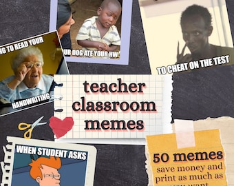 Memes divertidos e inspiradores para profesores; decoración para aulas de profesores; impresiones para aulas de estudios sociales; memes para profesores.
