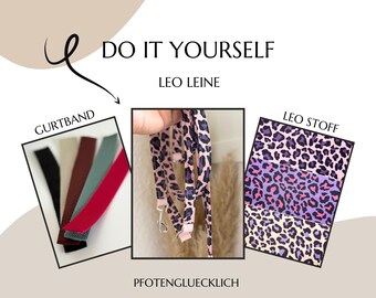 Dog leash made of leopard print cotton fabric | various colors | dog collar and leash also available as a set | adjustable leash