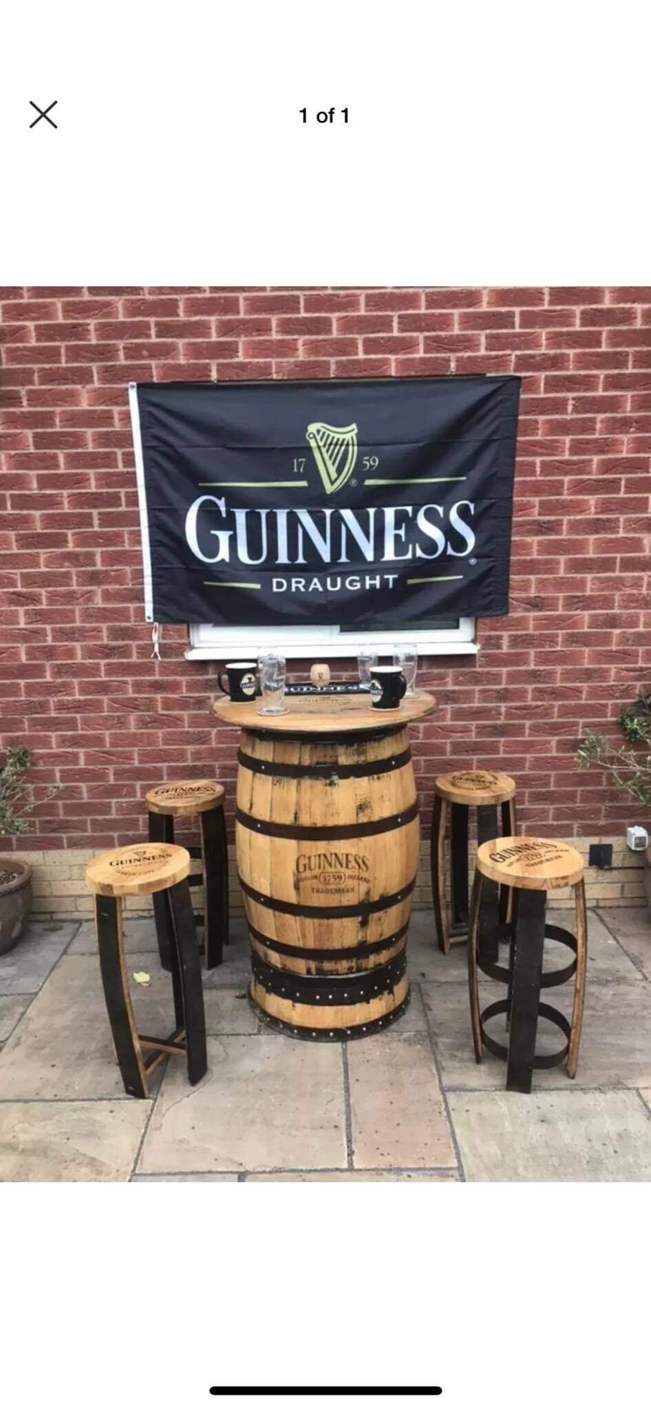 Oak Whiskey Barrel Pub Table Set Etsy UK