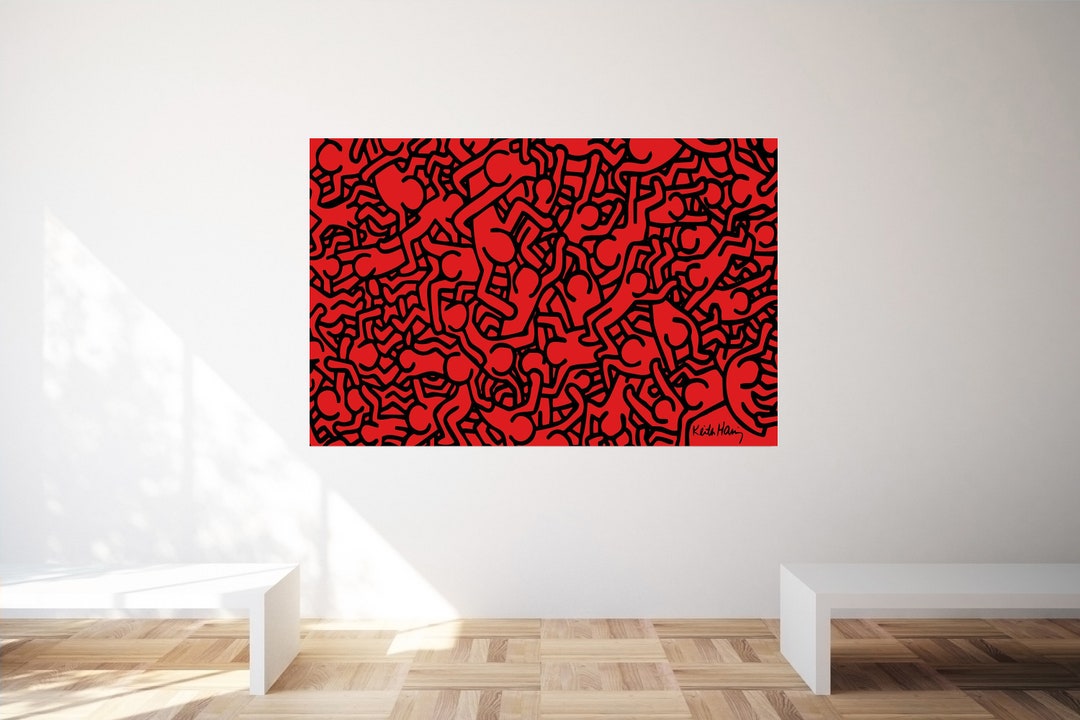 Poster Keith Haring 30x42 Cm - Impression Sur Toile écologique, Made In Italy - Déco Salon, Bureau