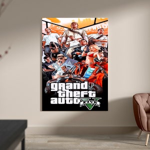 GTA 5 Classic Hot Video Game Retro Style Painting Art Home Wall Decor  Picture Living Bedroom