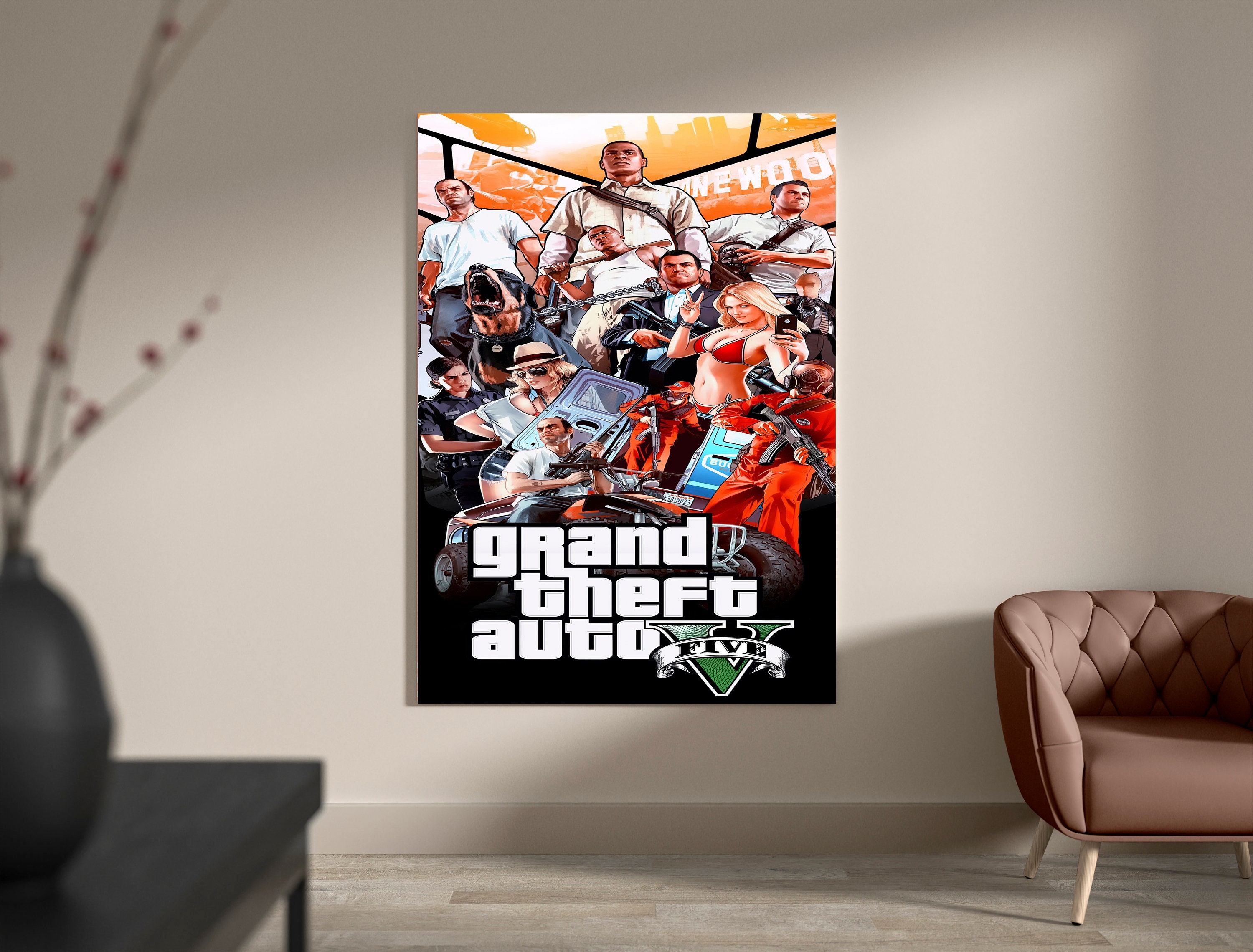 Grand Theft Auto San Andreas GTA Poster Poster Decorative Painting Canvas  Wall Posters and Art Picture Print Modern Family Bedroom Decor Posters