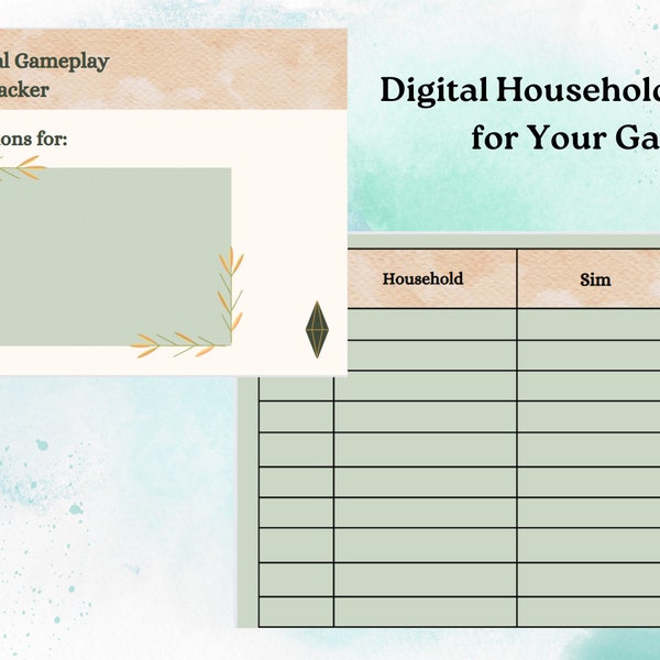 Sims Household Rotations Planner Tracker. Perfect for Sims 2, Sims 3, Sims 4. Downloadable PDF.