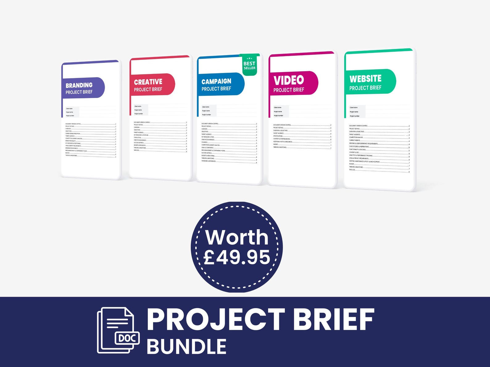Project Brief Template Bundle: Branding, Creative, Video, Website ...