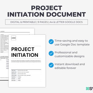 Project Initiation Document (PID) Template: Editable Google Docs, A4/US ...