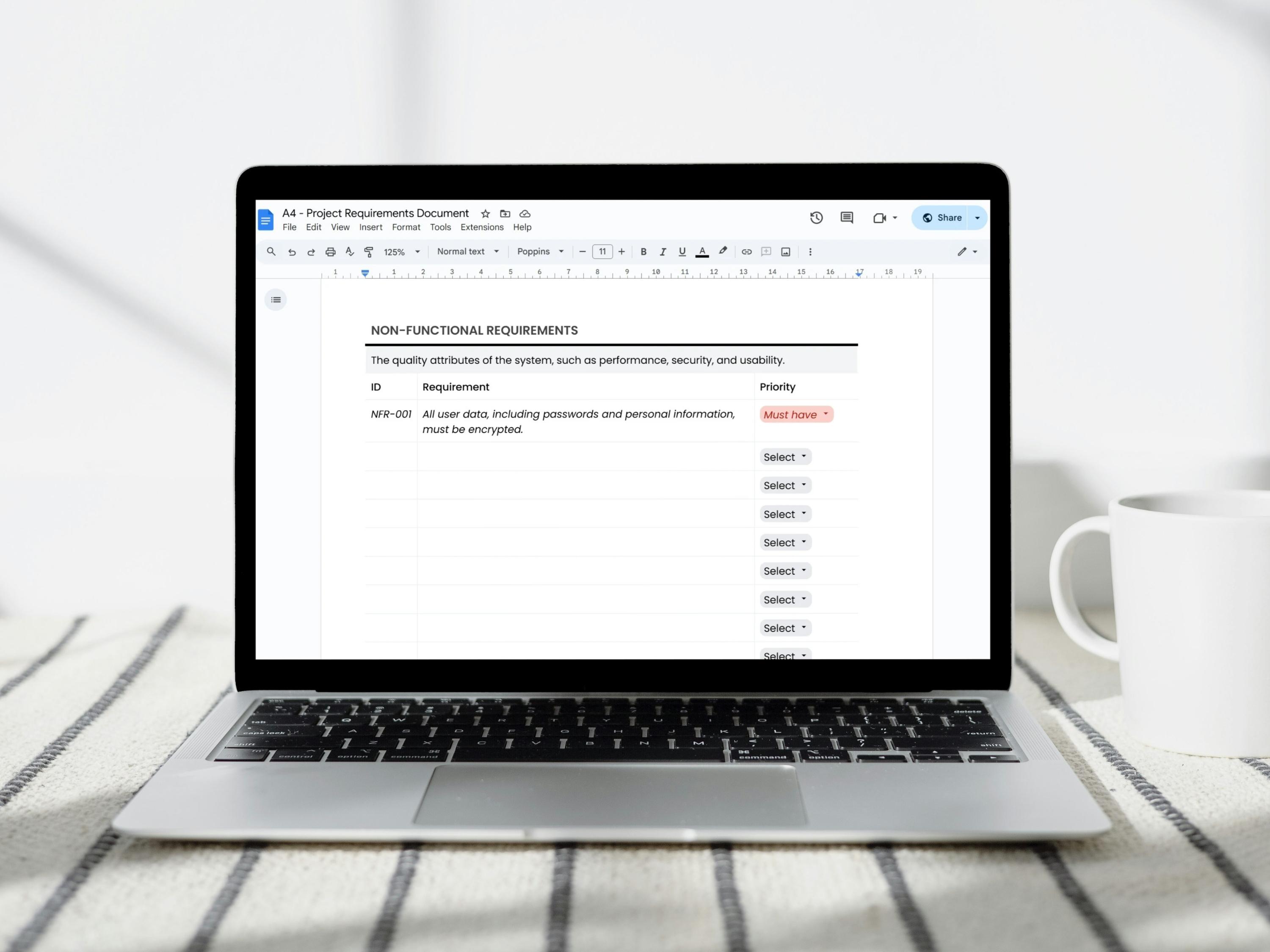 Project Requirements Document Template: Editable Google Docs, A4/US ...