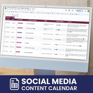 2025 Social Media Content Calendar Template for Google Sheets | Monthly Planner, Marketing Schedule, Editable Spreadsheet, Digital Download